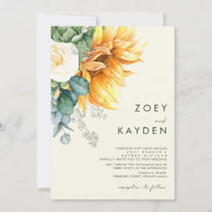 Bold Country Sunflower   Light Yellow Wedding Invitation