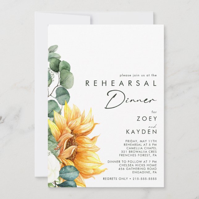 Bold Country Sunflower | Rehearsal Dinner Invitati Invitation (Front)