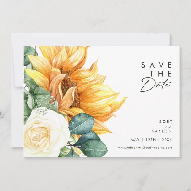Bold Country Sunflower Script | Horizontal Save The Date (Front)