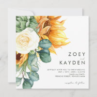 Bold Country Sunflower | Square Wedding Invitation