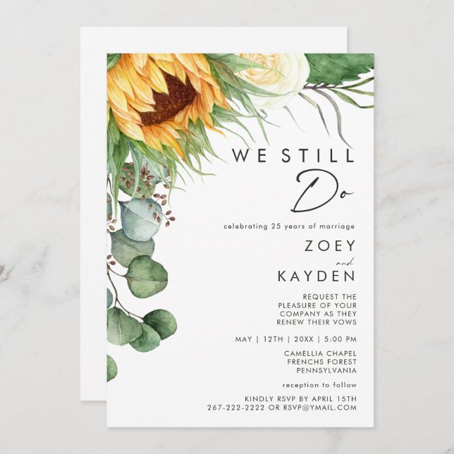 Bold Country Sunflower | We Still Do Renewal Invitation (Front/Back)