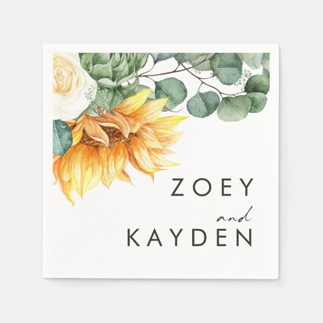 Bold Country Sunflower | Wedding Napkins (Front)