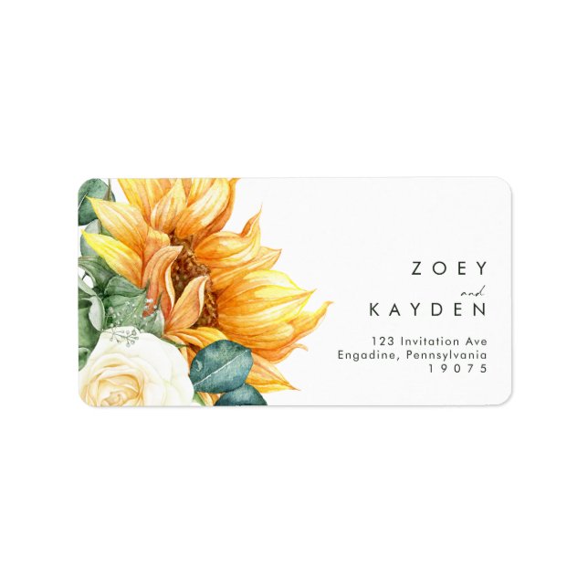 Bold Country Sunflower | wedding RSVP address Label (Front)