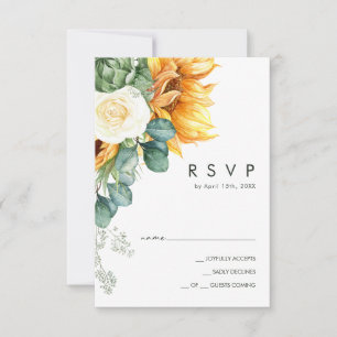 Bold Country Sunflower   Wedding RSVP Card