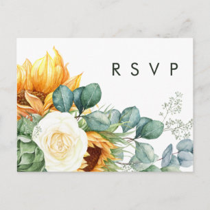 Bold Country Sunflower Wedding RSVP Postcard