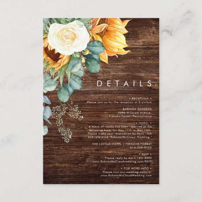 Bold Country Sunflower | Wood Details Enclosure Card (Front)