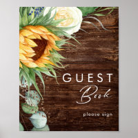 Bold Country Sunflower | Wood Guest Book Sign