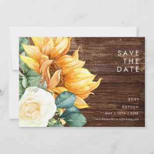 Bold Country Sunflower   Wood Horizontal Save The Date