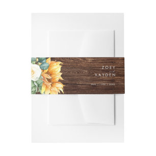 Bold Country Sunflower Wood Invitation Belly Band