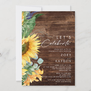 Bold Country Sunflower   Wood Let's Celebrate Invitation