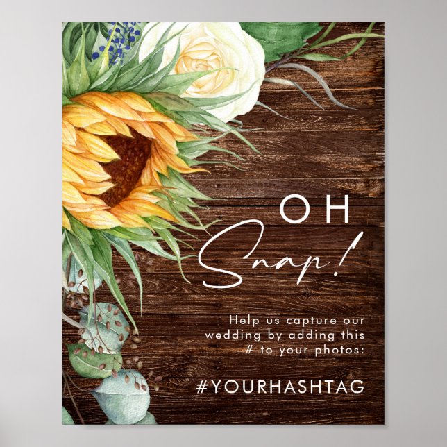 Bold Country Sunflower | Wood Oh Snap Hashtag Poster (Front)