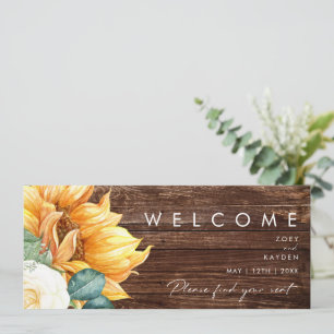 Bold Country Sunflower Wood Seating Chart Header