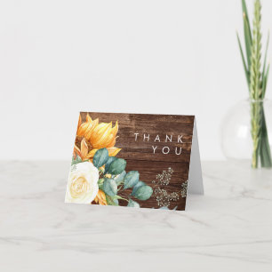 Bold Country Sunflower   Wood Thank You Card