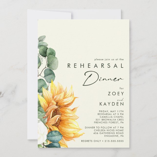 Bold Country Sunflower | Yellow Rehearsal Dinner Invitation (Front)