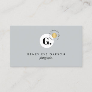 Bold Creative Monogram Logo Grey Social Media Business Card