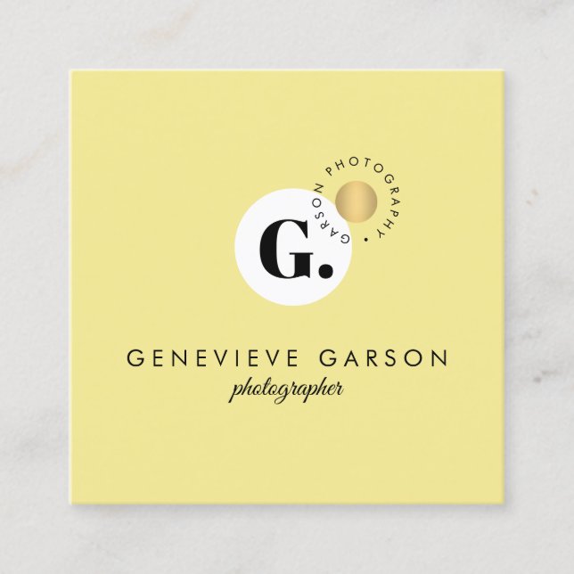 Bold Creative Monogram Logo Yellow Social Media Square Business Card (Front)