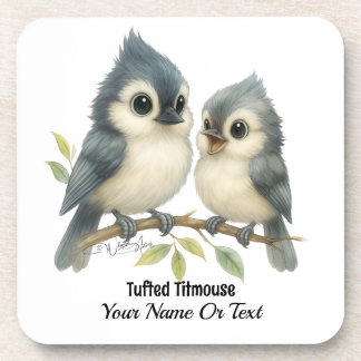 Bold Curious Tufted Titmouse Coaster
