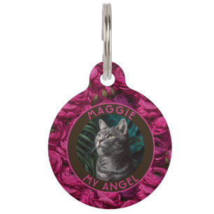 Bold Custom Cat Mum Gift Ranunculus Motif Pet Tag