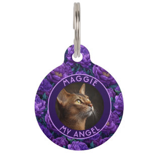 Bold Custom Dog Mum Gift Peonies Motif Pet Tag