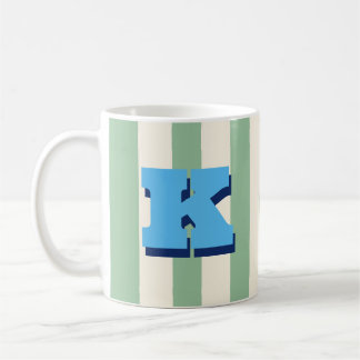 Bold Custom Initial, Personalised Striped Coffee Mug