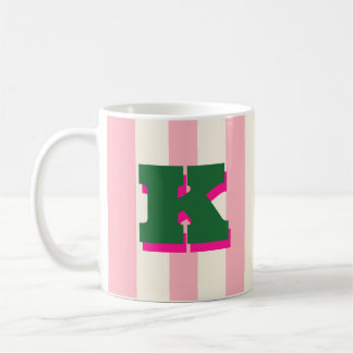Bold Custom Initial, Personalised Striped Coffee Mug
