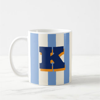 Bold Custom Initial, Personalised Striped Coffee Mug