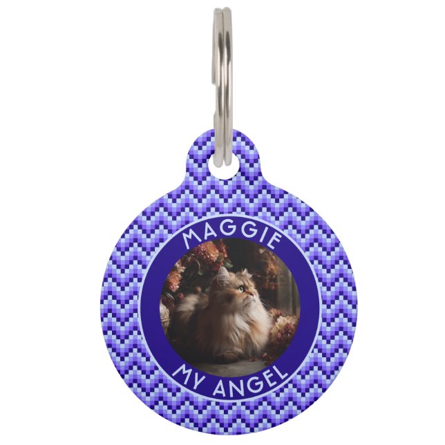 Bold Custom Pet Parent Gift Chevron Checkers Tag (Front)