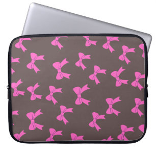 Bold & Cute: Pink Bows on Black Laptop Cover
