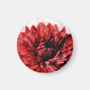 Bold Dahlia Watercolor Crimson Magnet