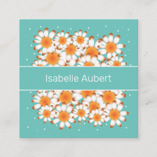 Bold Daisies   Light Teal Floral Business Cards