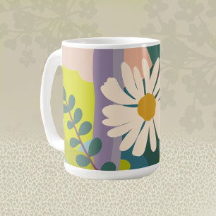 Bold Daisy Bloom with Colorful Color Blocks  Coffee Mug