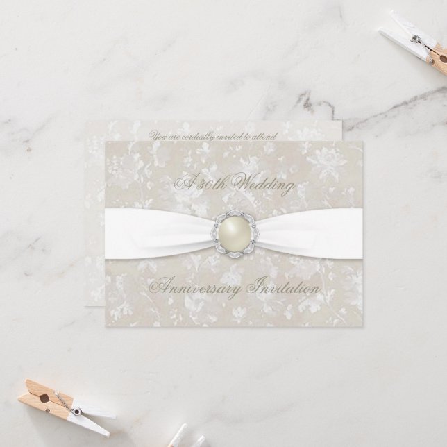 Bold Damask 30 Wedding Anniversary 4.5x6.25 Invite (Front/Back In Situ)
