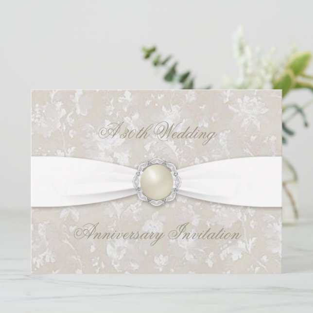 Bold Damask 30th Wedding Anniversary Invitation (Standing Front)