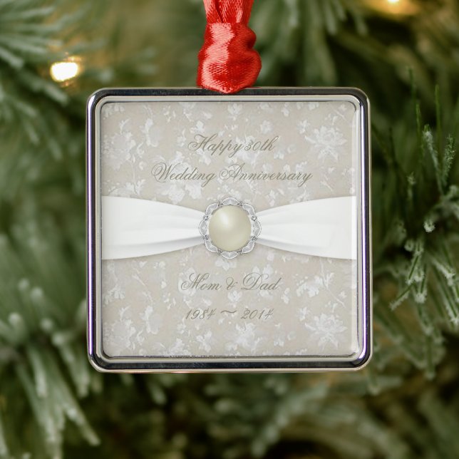 Bold Damask 30th Wedding Anniversary Ornament (Tree)