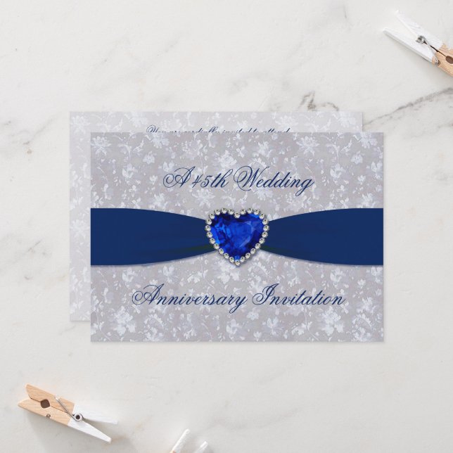 Bold Damask 45th Wedding Anniversary 5x7 Invite (Front/Back In Situ)