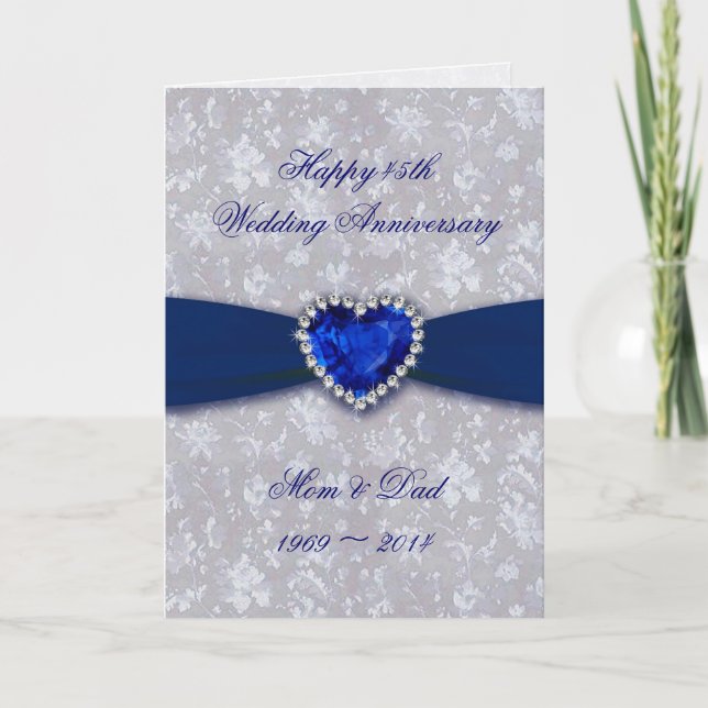 Bold Damask 45th Wedding Anniversary Greeting Card (Front)