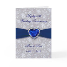 Bold Damask 45th Wedding Anniversary Greeting Card