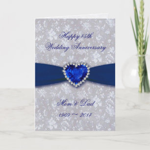 Bold Damask 45th Wedding Anniversary Greeting Card