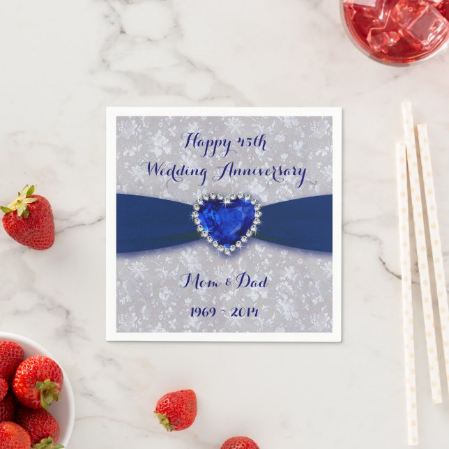 Bold Damask 45th Wedding Anniversary Paper Napkin (Insitu)