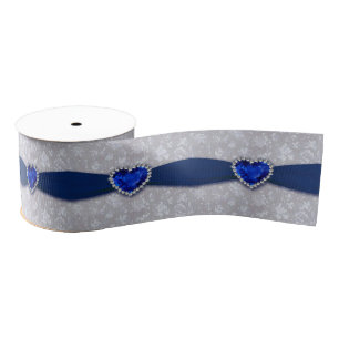 Bold Damask 45th Wedding Anniversary Ribbon Grosgrain Ribbon