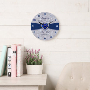 Bold Damask 45th Wedding Anniversary Round Clock