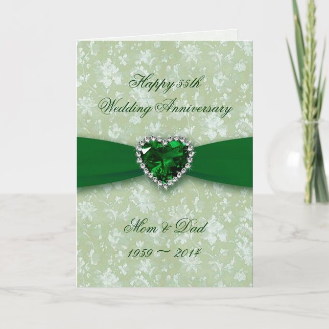 Bold Damask 55th Wedding Anniversary Card (Front)