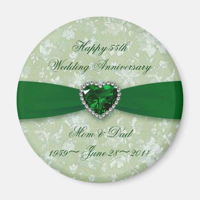 Bold Damask 55th Wedding Anniversary Magnet (Front)
