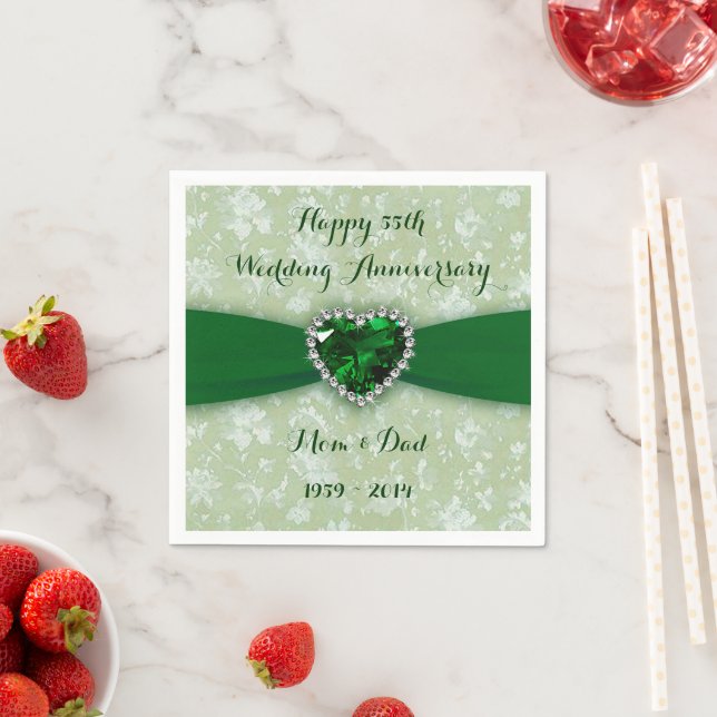 Bold Damask 55th Wedding Anniversary Paper Napkins (Insitu)
