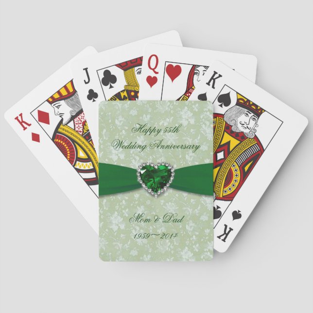 Bold Damask 55th Wedding Anniversary Playing Cards (Back)