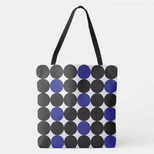 Bold Dark Blue Black Dots Geometric Pattern Tote Bag