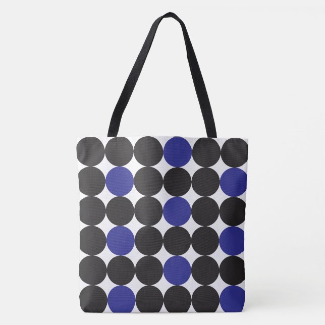 Bold Dark Blue Black Dots Geometric Pattern Tote Bag (Front)