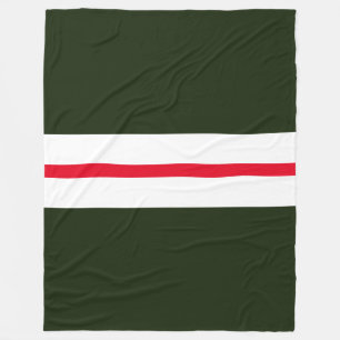 Bold Dark Forest Green Red White Racing Stripes Fleece Blanket