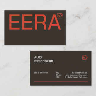 Bold Dark Orange Red Minimalist Corporate Business Card