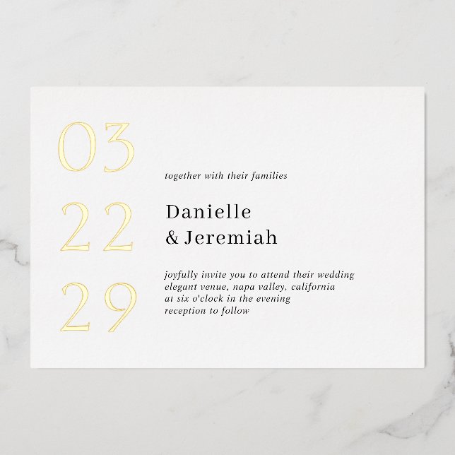 Bold Date Clean Minimal Elegant Modern Wedding (Front)